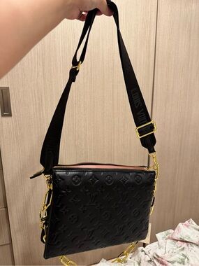 Louis Vuitton Black Monogram Embossed Leather Crossbody Bag